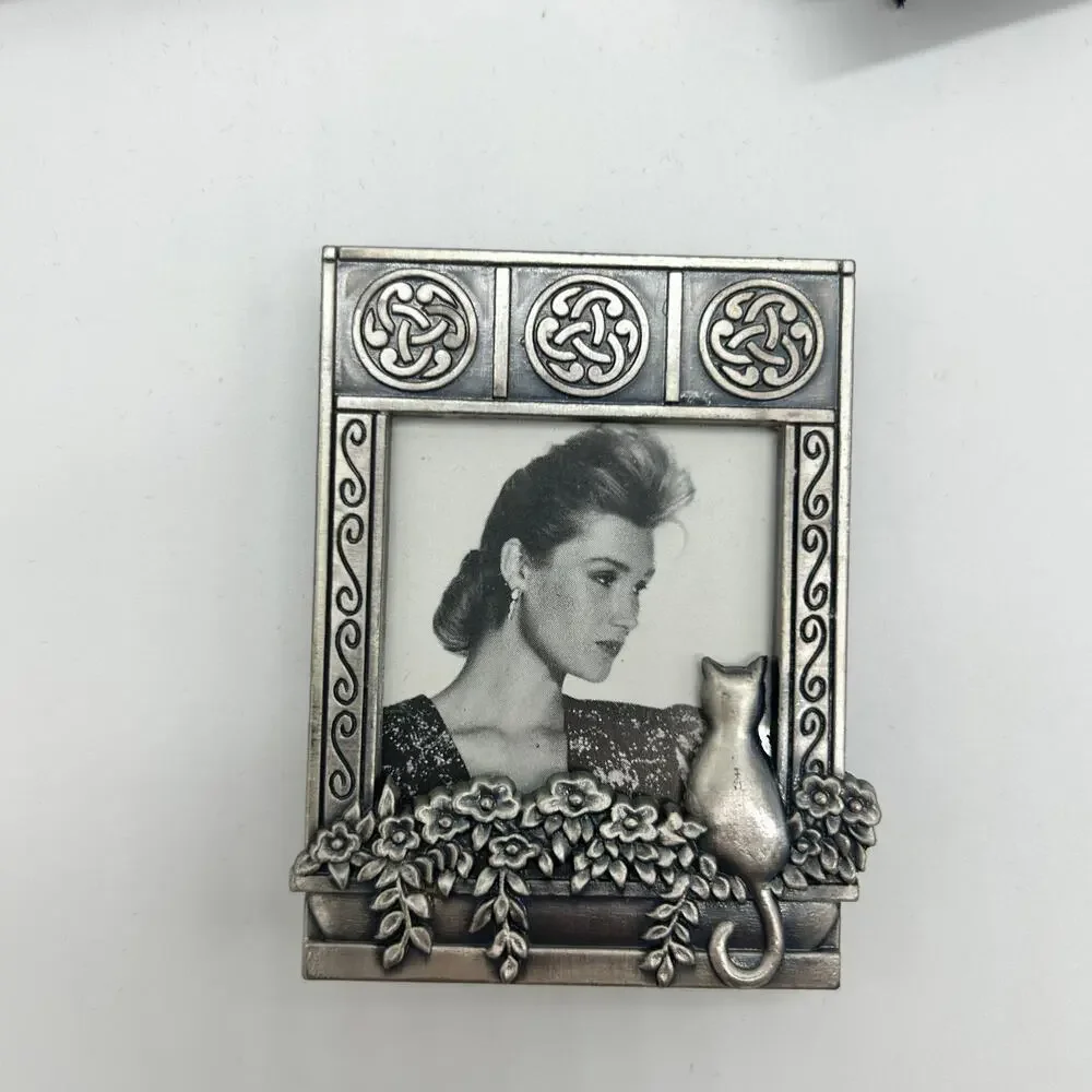 Vintage Cat Picture Frames Mini Silver Tone Royal Limited Wallet Size Set of 3